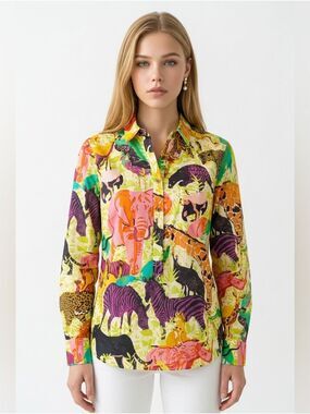 J. Crew Ratti Safari Print Pullover Shirt
